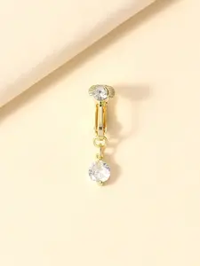 Fashionable & Versatile Simple Zirconia Fake Belly Ring, Elegant Heart Design, Copper Chain Material, All Seasons Jewelry