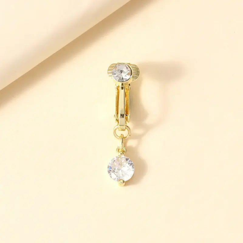 Fashionable & Versatile Simple Zirconia Fake Belly Ring, Elegant Heart Design, Copper Chain Material, All Seasons Jewelry, Belly Button Rings, Navel Ring, Body Jewellery, Body Piercing Jewelry