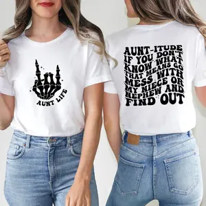 2-sided Aunt Attitude Sweatshirt Gift For Sister Funny Aunt Hoodie Cute Aunt T-shirt Skeleton Hands Aunt Shirt Stylish Aunt Sweatshirt