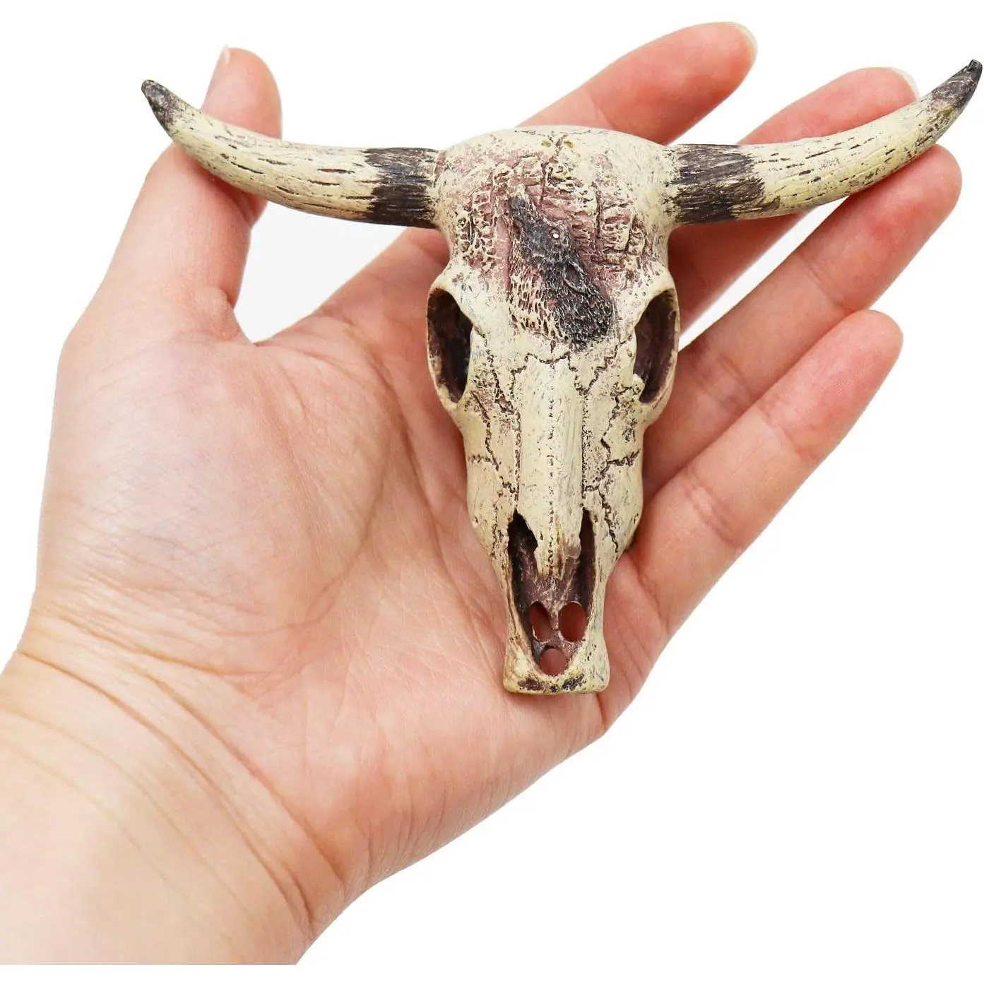 Bearded Dragon Tank Decor Accessories,  Cattle Skull Reptiles Hideouts Decorations, Decor Statue for Fish Aquarium Cave Landscape