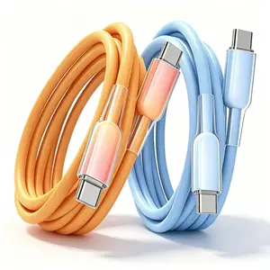 Kaxoe Ice Transparent Gradient Nylon USB-C Cable 2Pack 2M 60W Fast Charging Heat Resistant Data Cord For iPhone 15 16 17 Full Series