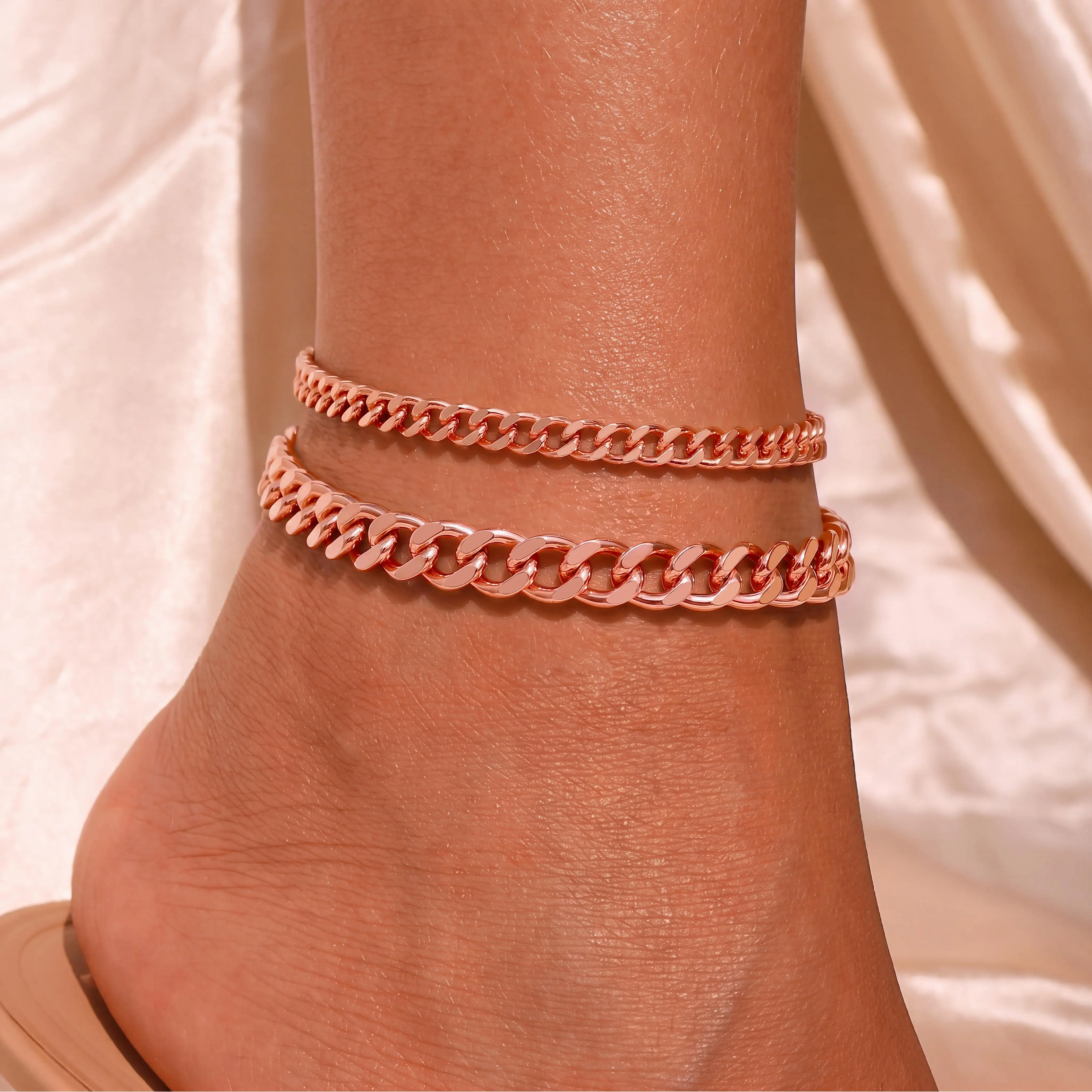Layered Rose Gold Anklets