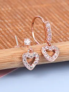 Heart Shaped Rhinestone Decor L Shaped Nose Ring, Stainless Steel Nose Stud, Fashionable Body Jewelry for Women & Men