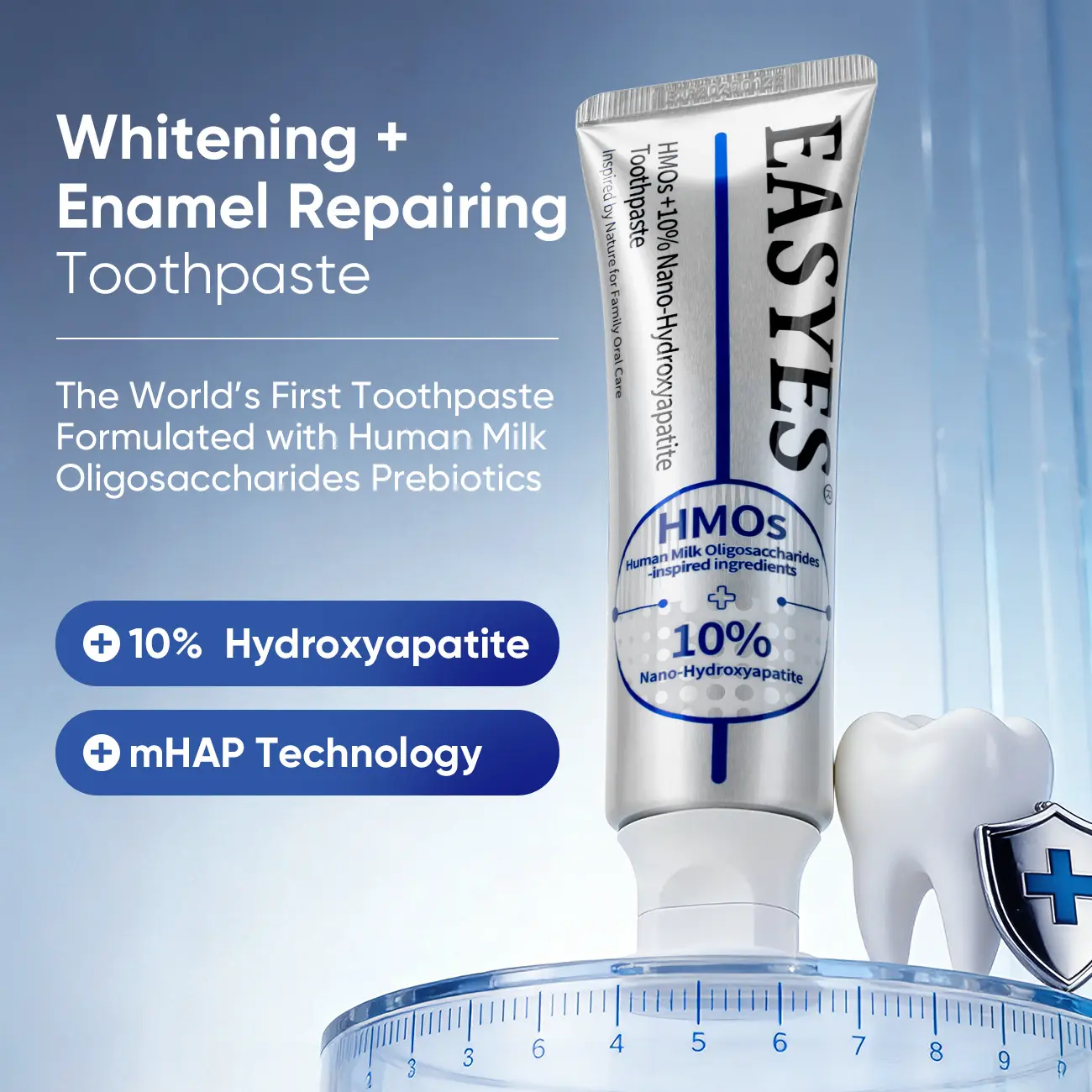 【Easyes】HMOs 10% Nano Hydroxyapatite toothpaste - fluoride free probiotics toothpaste anti-sensitivity enamel strengthening Fight Cavities fresh breath gum care toothpaste Fights Oral Bacteria -Y