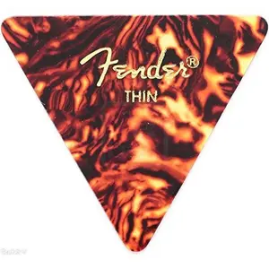 Fender Classic Celluloid Guitar Picks 351 Shape, Black, Thin, 12-Pack