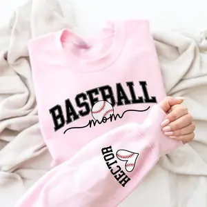 [LEAVE A NAME OR NOT] Personalize Baseball Mom Kids Name On Sleeve Sweatshirt, Baseball Season Shirt, Mom Baseball Sweater, Baseball Mama Shirt, Baseball Mom Gift