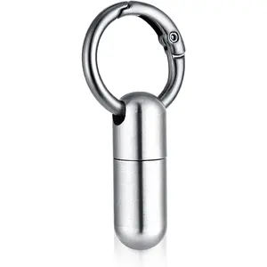 Small Pill Case Keychain Tiny Portable Carabiner Clip Pill Holder Bottle Micro Waterproof Metal Pill Container Mini Emergency Medicine Organizer for Outdoor Camping Travel Purse