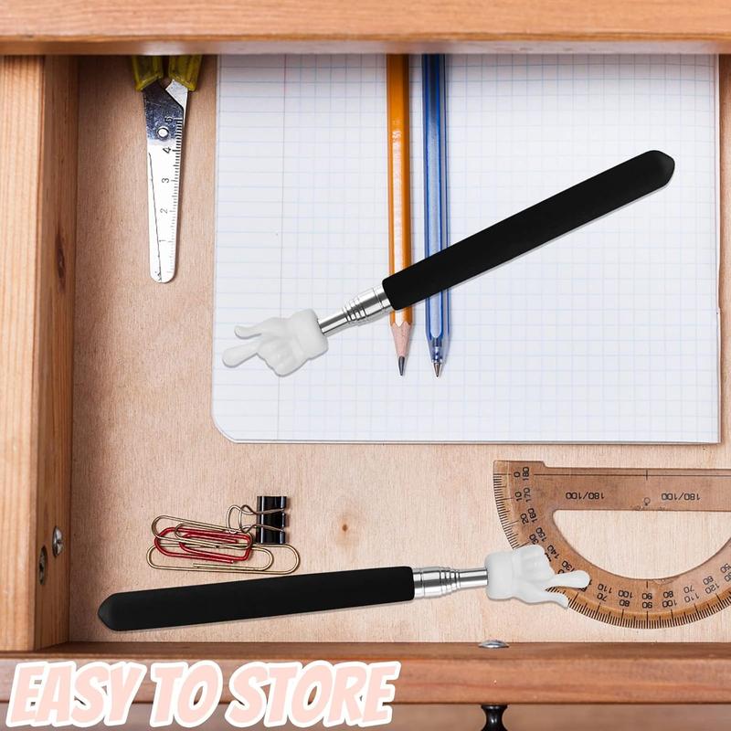 2Pcs Telescopic Teachers Pointer, Extendable Hand Pointer Finger Pointer Stick (Black)