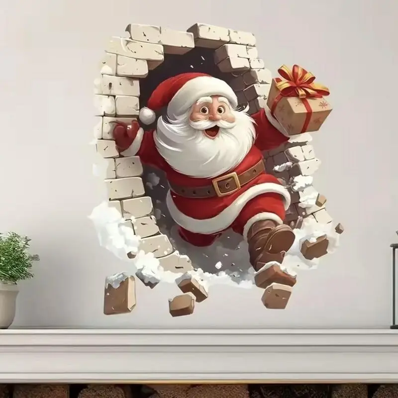 Santa Claus Breakthrough Wall Stickers（3Pcs）