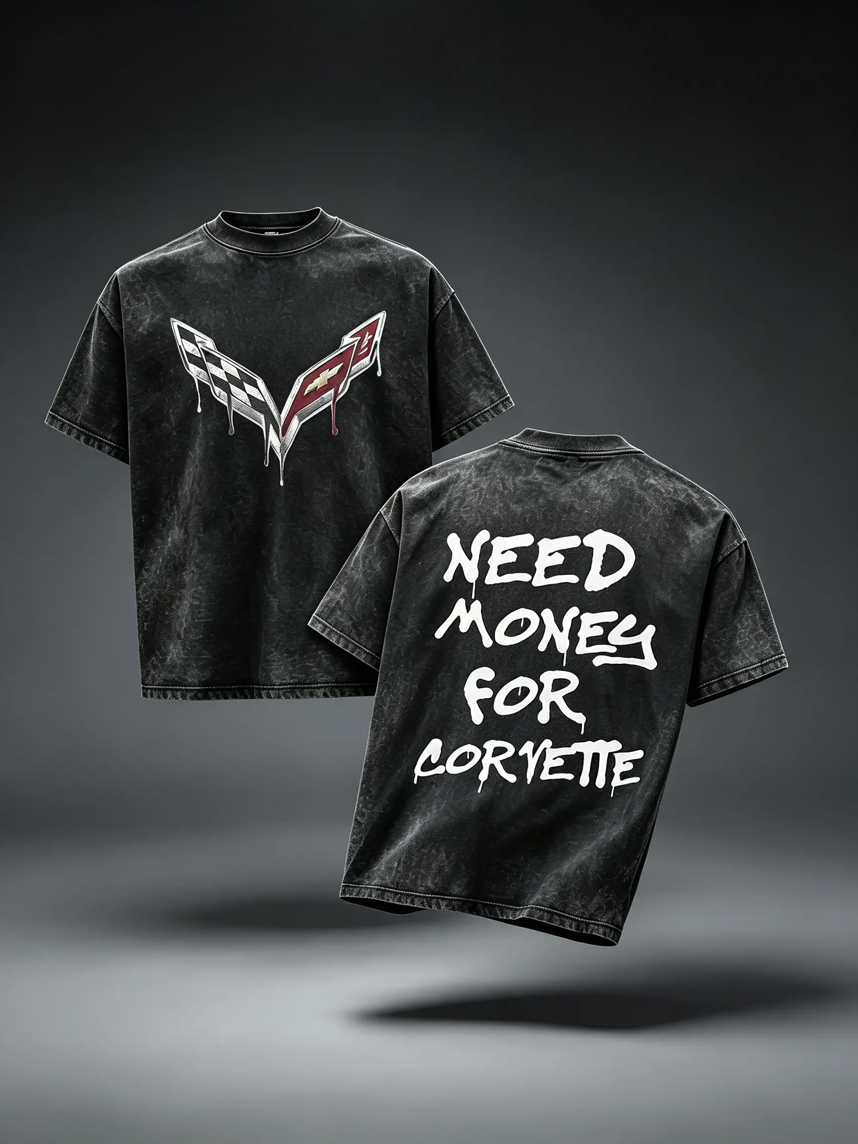 NEED MONEY FOR CORVETTE TEE Super cool T-shirt Casual，Grunge Graphic Album T-Shir，good graphic tees Crewneck Menswear vintage