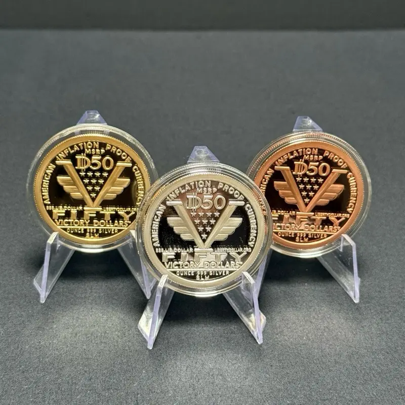 “Victory” Dollar NORFED Set  Silver, Copper, Brass (3 total Coins)