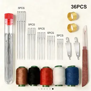 [Spring & Easter]36PCS Steel Needles Set for Thick Fabric, Denim & Mat Repair - Long & Thin Handmade Quilting & Sewing Needles Kit for DIY Sewing Projects，home essentials，Today's special
