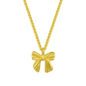 EVRY JEWELS Gold or Silver Plated Women's Hypoallergenic Bow'd Up Necklace