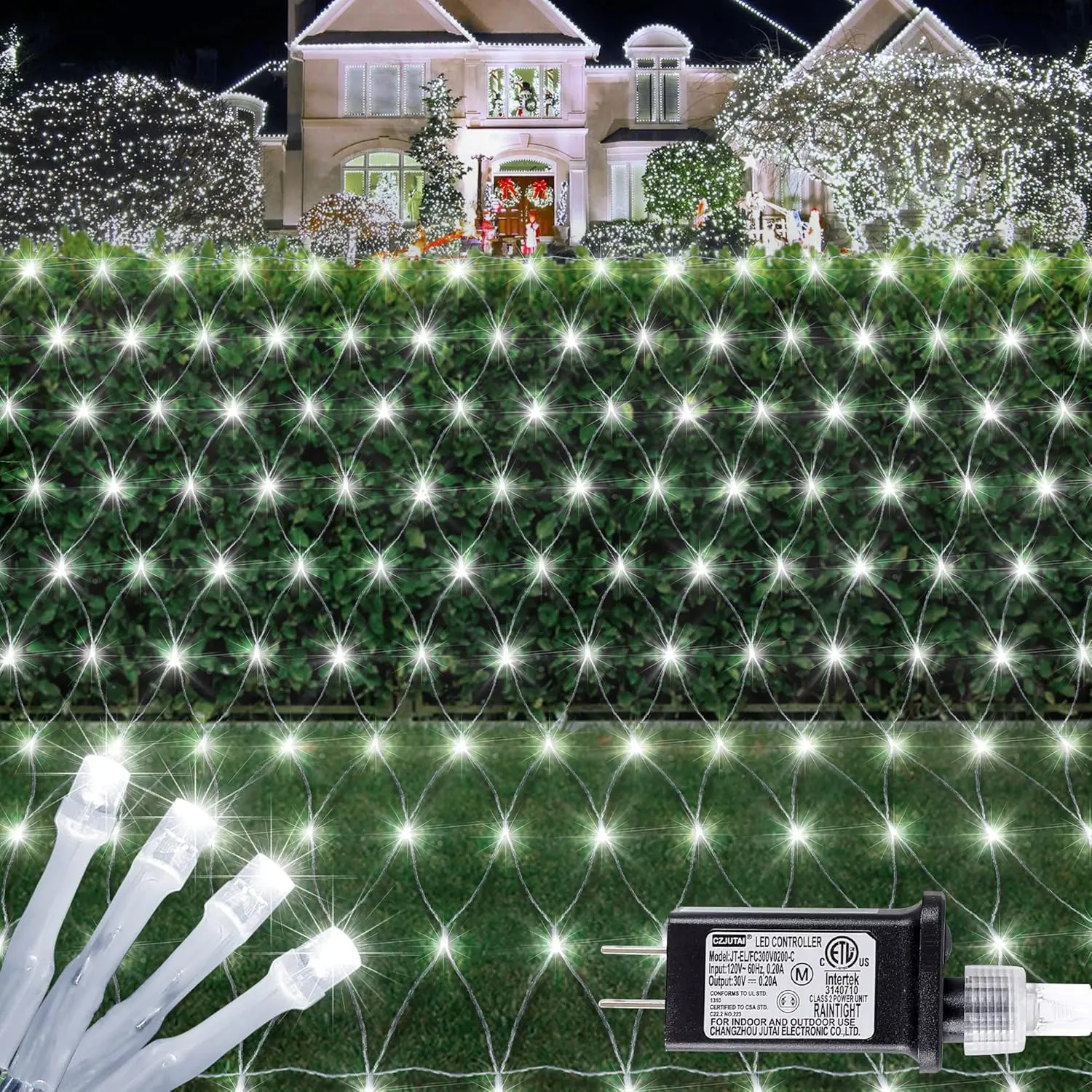 192 LED Net Lights Outdoor Mesh Lights,8 Modes Net Light for Bushes Plug in, Waterproof Christmas Net String Light for Bushes Ceiling Wedding Indoor Outdoor(9.8ft x 6.6ft,White)
