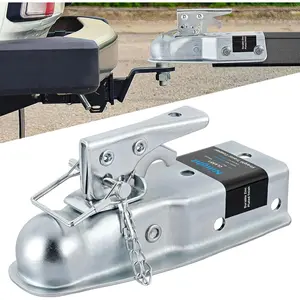 Nlilght Straight Trailer Coupler with Safety Latch&Chain for 1-7/8 Inch Hitch Ball, 2-1/2 Inch Channel,2000 LBS,Heavy Duty Trailler Tongue Coupler for Station Wagon, Truck, Bolted&Welded Installation