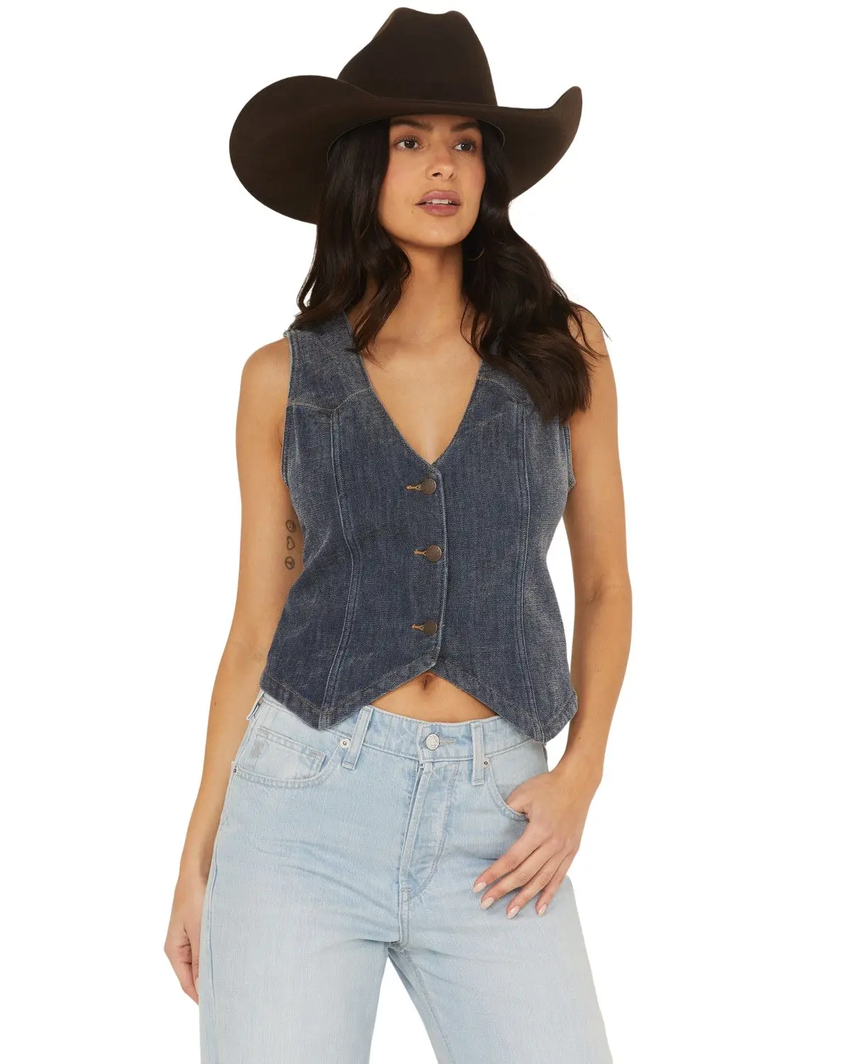 Wrangler Women's Retro Women'S Medium Wash Chenille Denim Vest - 112371981