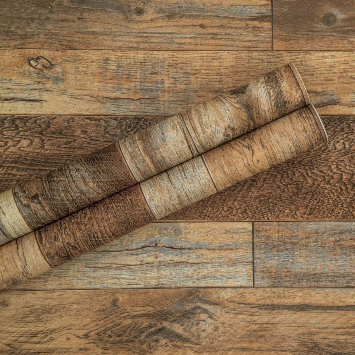 Rustic Wood Grain Removable Peel-and-Stick Wallpaper, 17.7x118in Distressed Brown Shiplap Vinyl Film with Back Grid Lines, Easy-Apply Self-Adhesive for Bathroom, Kitchen Rustic Farmhouse Home Improvement
