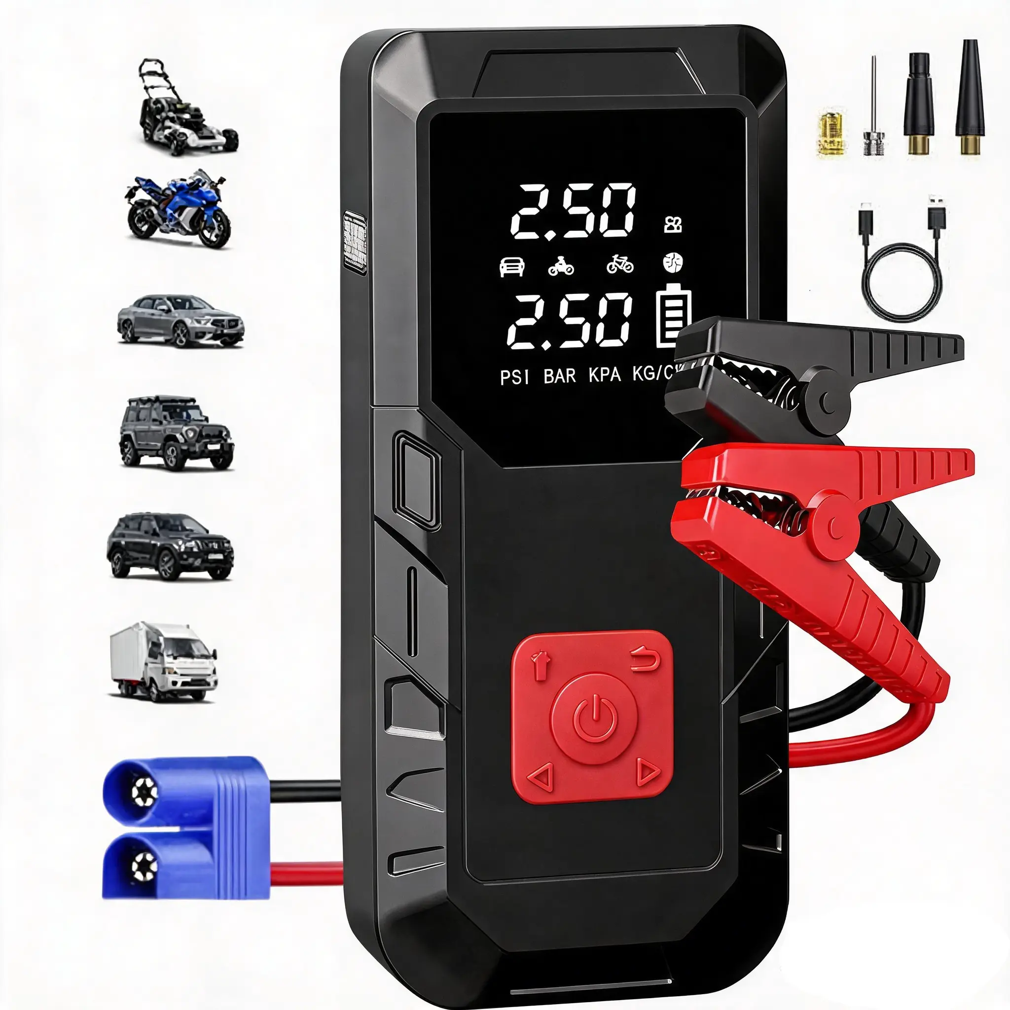 Jump Starter Power Bank  Car Jump Starter Super Safe Car Battery Upgrade Booster with  Wireless Charging Power Bank Automotive