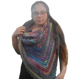 Crochet Rainbow Shawl - Soft and Elegant Design, Perfect for Any Occasion, Lightweight and Versatile for All Seasons