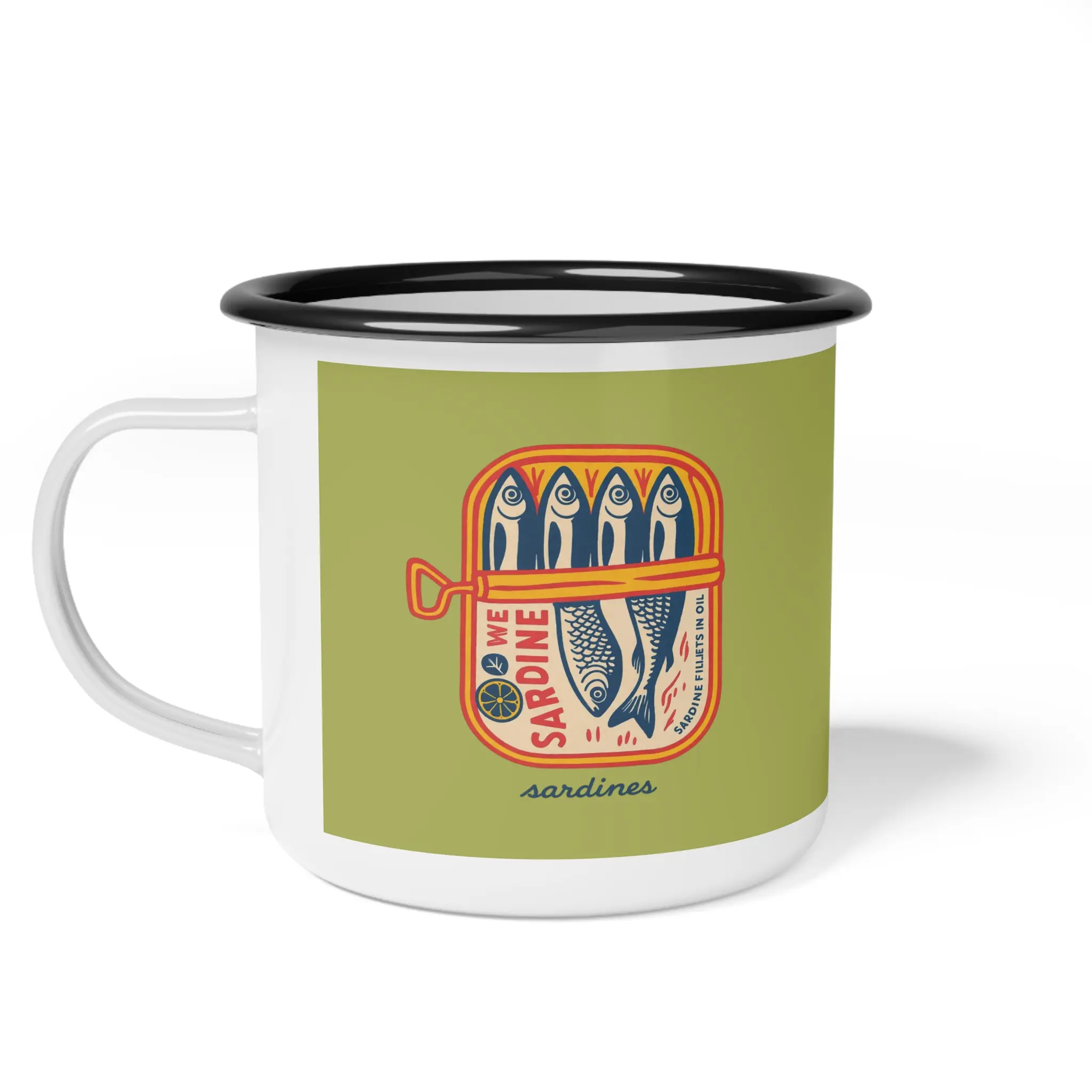 Enamel Camp Cup - Retro Sardine Tin Vintage Camper Mug