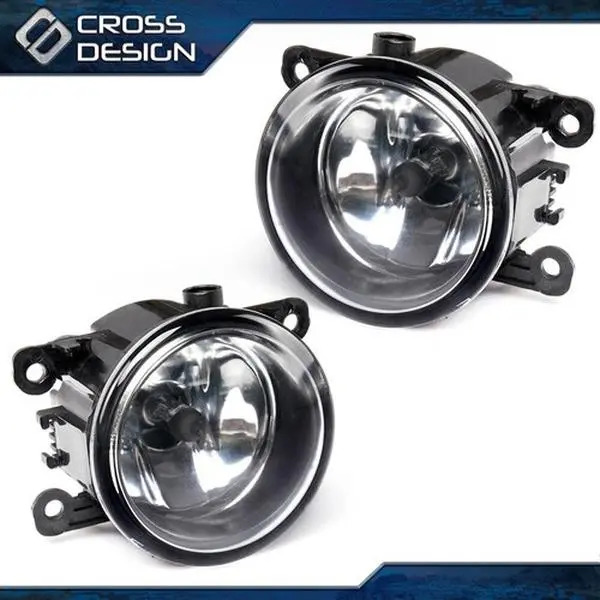 CROSSDESIGN 1Pair Fog Lights Lamp Clear w/ H11 Fit For Acura Honda Ford Nissan Suzuki