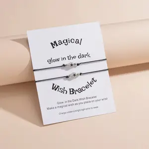 Minimalist Acrylic Stars Wishing Beads Luminous Cards Couple Friendship Bracelets Set Jewelry Gifts
