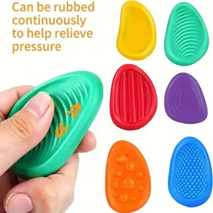 Sensory Stone Silicone Texture Stress Relief Toy, Soft Portable Anxiety Reliever for Autism Adhd, Quiet Calming Toy for Students Teens Adults