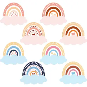 192 count Boho Rainbow Name Tags Self Adhesive Labels for Classroom Bulletin Board Educational and Learning Activities Desk Decoration  to School Party Favor for