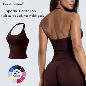 Coral Canton Longline Backless Halter Top