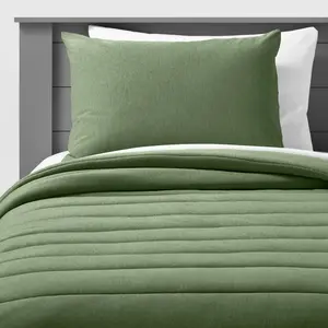 Full/Queen Channel Jersey Comforter Set Green - Pillowfort