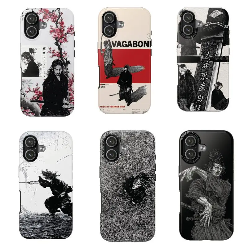 Musashi Miyamoto Vagabond Manga Phone Case - Slim-Fit, Shock-Proof PC+TPU Cover with Wireless Compatibility for iPhone 11-17 Pro Max/Plus, Samsung Galaxy S21-26 Ultra/Plus, Covers