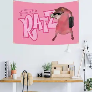 Ratz Pink Mouse Flag 3x5Ft Funny Flag For College Dorm Room Man Cave Decor Wall Flag With Brass Grommets