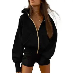 Women's Zip Up Hoodies 2025 Fall Fashion Long Sleeve Fleece Sweatshirts Casual Jacket Winter Clothes