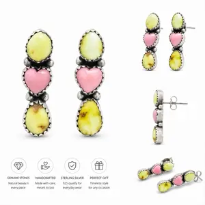 Palamino Turquoise Pink Conch Push Back Earrings