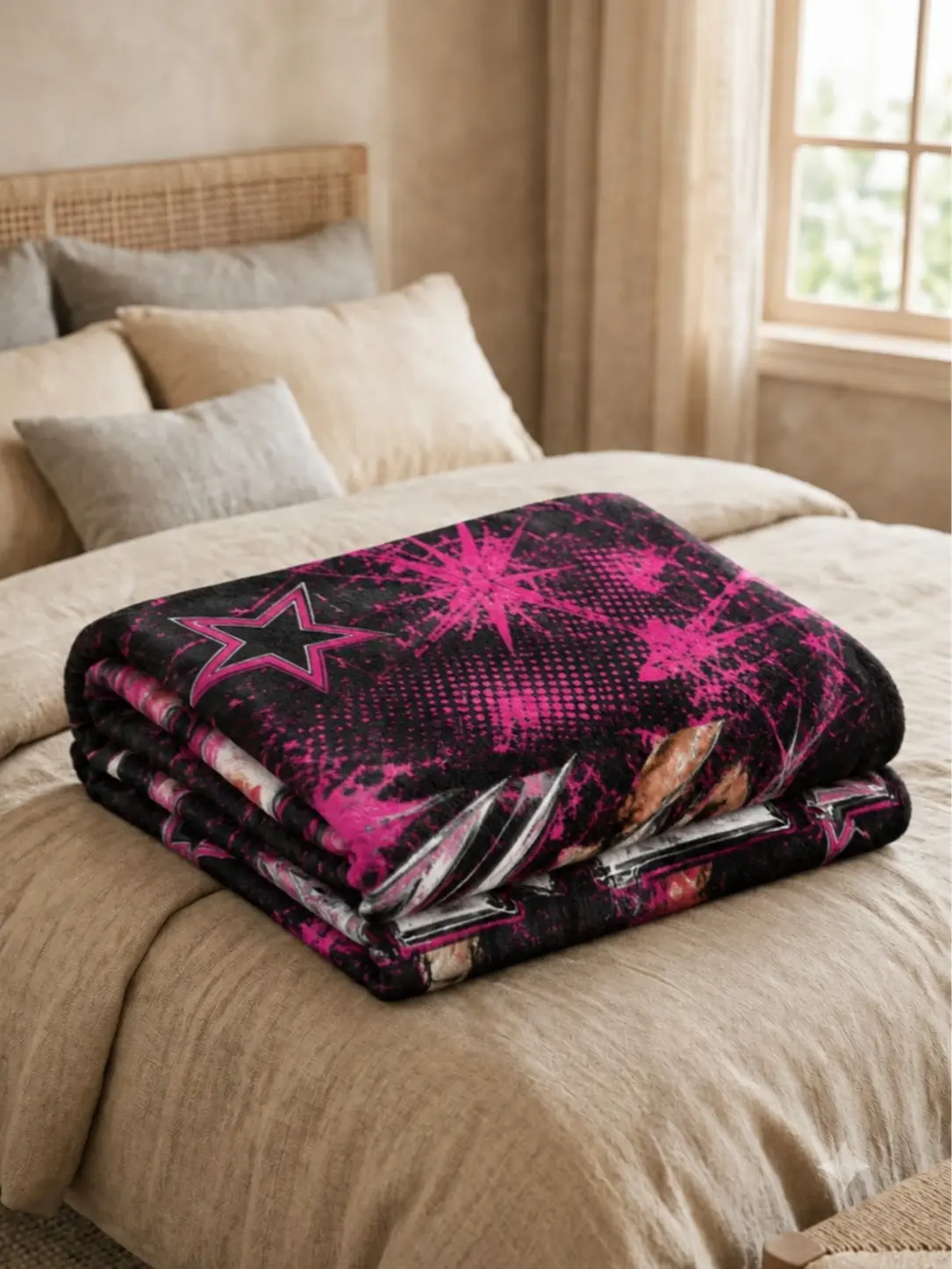 Pink Black Global Pop Girl Group Blanket, 2026 Tour-Inspired Collage Fleece Throw, Cozy Music Fan Gift, Bedroom Sofa Couch Decor