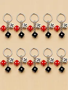 10 Piece Dice Keychain Set, Party Decor Souvenirs, Poker Party Game Keyring Kit, Fun Accessories for Events