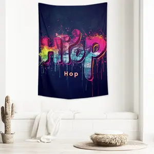 Neon Rainbow Hip Hop Graffiti Tapestry, Cool Stuff for Your Room Dorm, Funny Tapestry and Flags for College Dorm Room, Teen Boy Room Decor for Guys, Youth Poster Tapestry, 79×58 Inches for Teen Boys