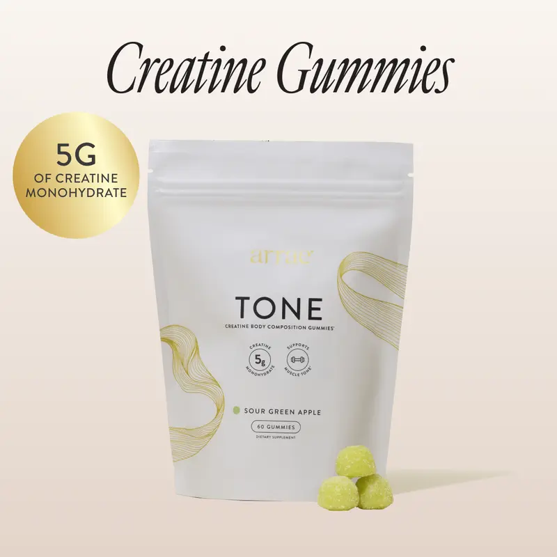 Arrae Tone Creatine Gummies | Sour Green Apple Flavor | 5g Creatine Monohydrate Gummies | Gut-Friendly Formula| 15-Day Supply Healthcare Dietary Supplement Edible
