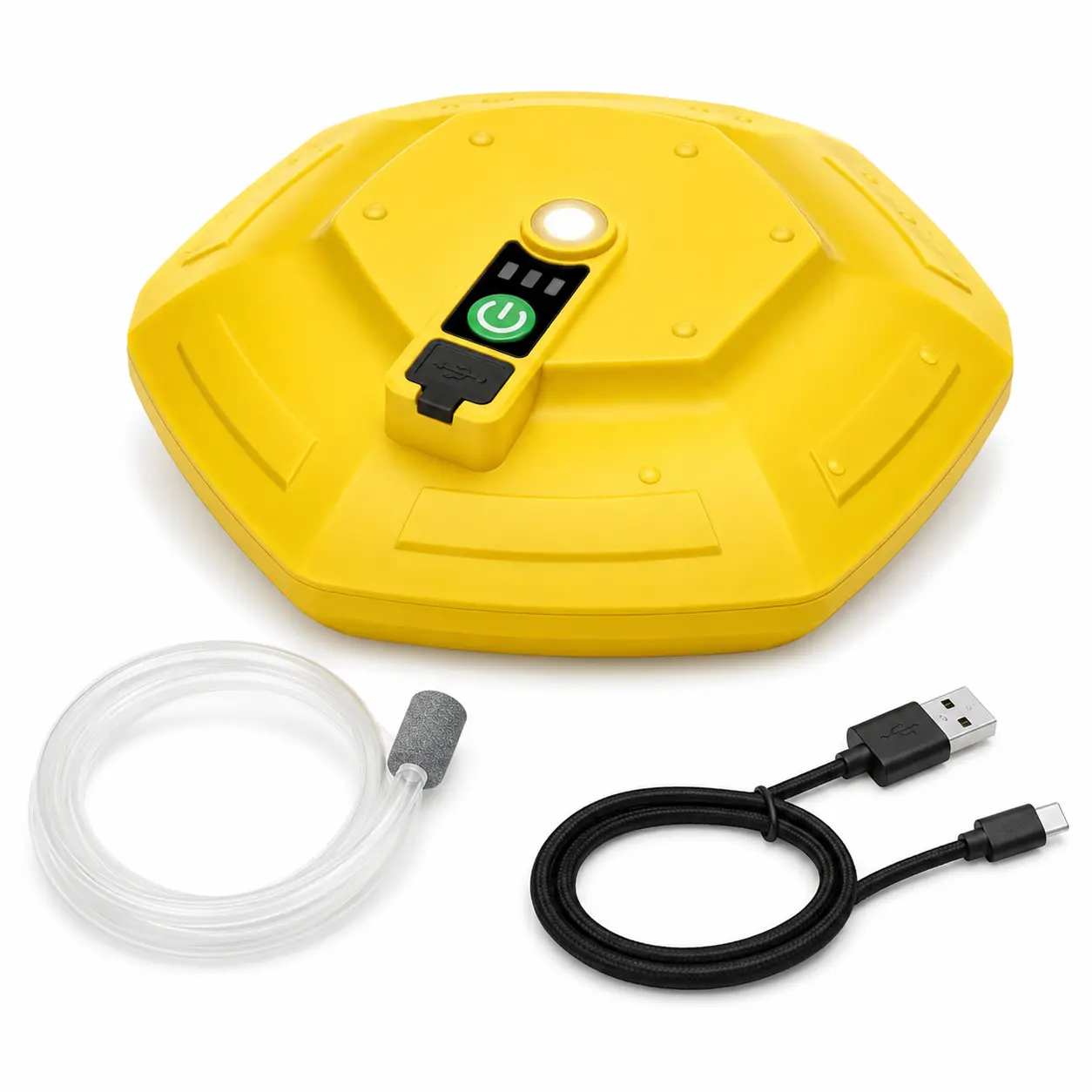 Compact Floating Live Bait Aerator, IPX7 Waterproof Rechargeable Fish Air Pump with 2000mAh Battery, 14H Max Runtime, Adjustable Airflow, Type-C Charging for Bait Buckets & Aquariums