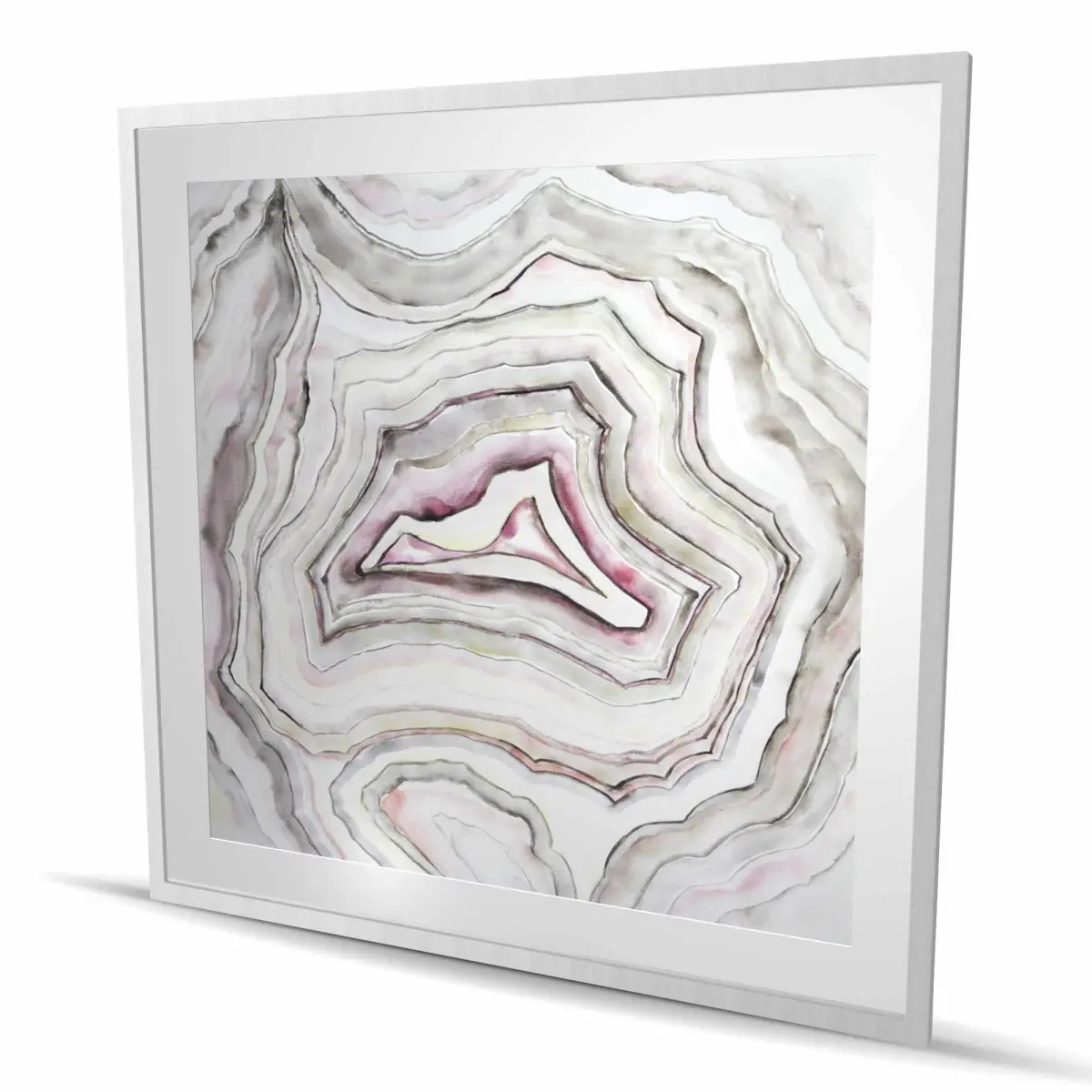 212 MAIN 48x48 in. Beige Artistic Geode Framed Matted Wall Art Print - Artwork for Home, Office Decoration, Room Accessories
