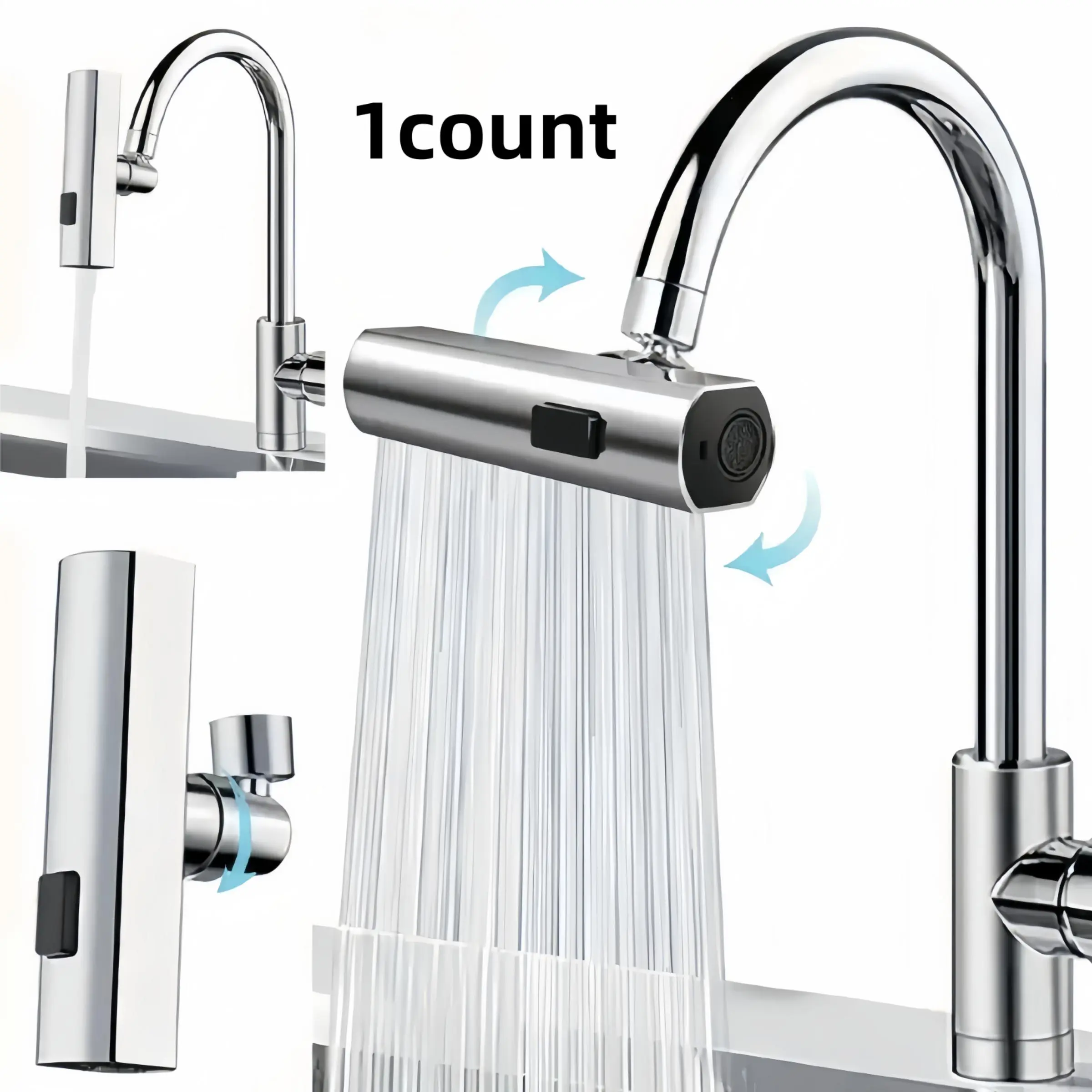 360° Rotatable Kitchen Faucet, 3 In 1 Kitchen Faucet, Kitchen Sink Extension Faucet, Vegetable & Fruit Washing Faucet, Home Supplies, Sensor, Waterfall, Modern, High Arc Faucet, Rotatable Rotary Faucet, Faucet For Kitchen Sink