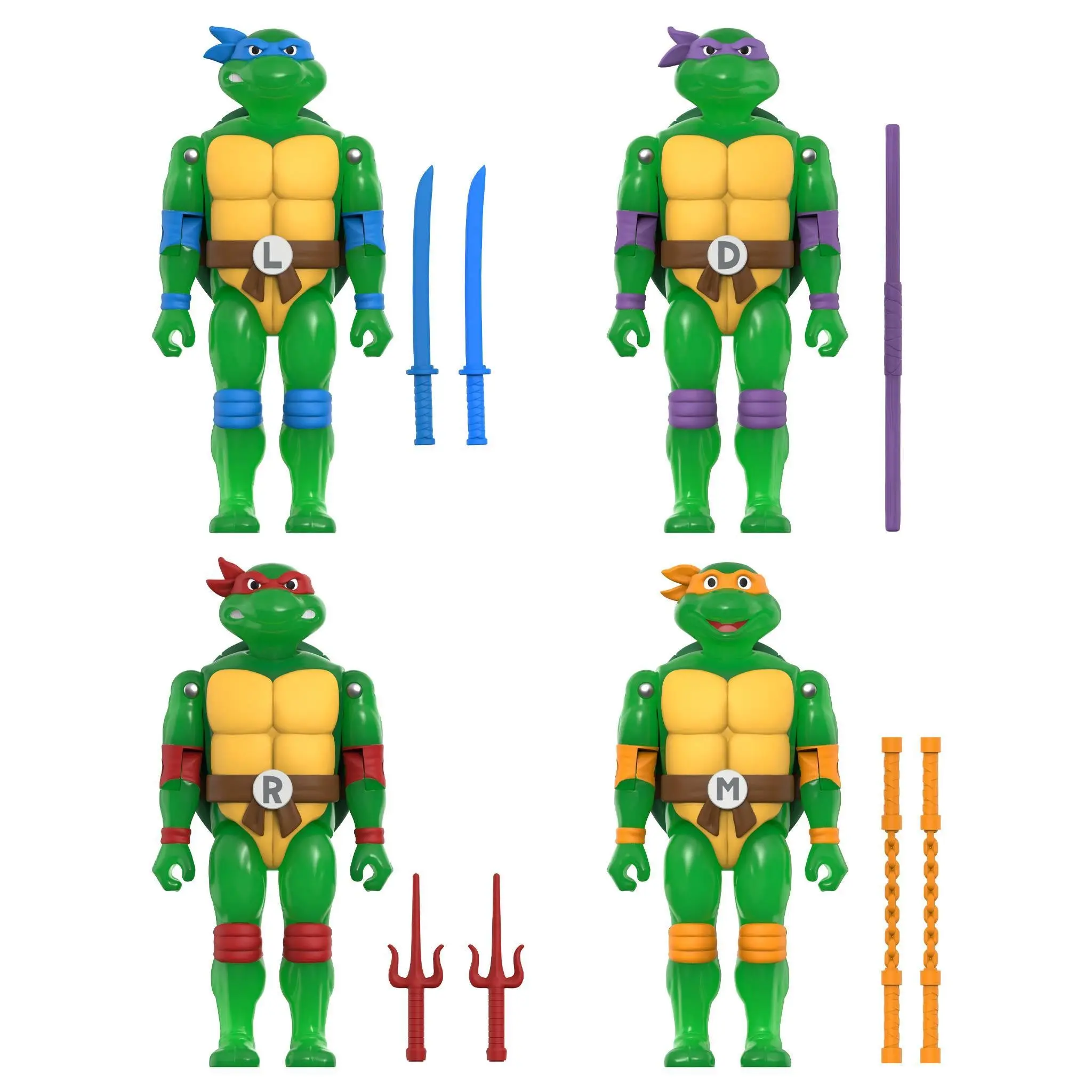 Teenage Mutant Ninja Turtles ReAction+ Figures - Mutagen Ooze Turtles (4-Pack, Glow)