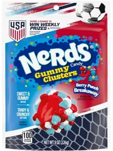 NERDS Gummy Clusters Candy, Berry Punch Breakaway, Summer Gummy Candy, 8 oz