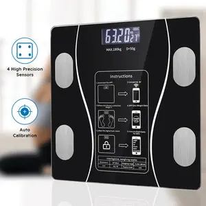 Bluetooth smart body fat and weight scale, smart scale with LED display, can be monitored through the application, LCD digital weighing scale, multiple essential measurement functions, automatic calibration