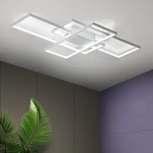 CNCEST LED Modern Ceiling Light Acrylic Chandelier Square 80W 161.46-215.28ft² Energy Saving Eye Protection White Light Metal Silicone Aluminum Alloy Design for Bedroom Hallway Balcony