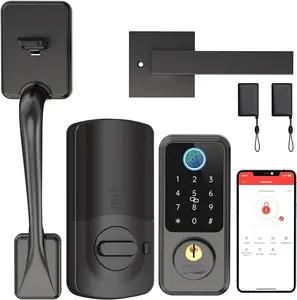 Biometric Fingerprint Smart Lock with Front Door Handle Set, Keyless Entry Smart Door Lock with Keypad, 8-in-1 Smart Deadbolt, Digital Smart Door Lock, Bluetooth Door Lock with Auto Lock