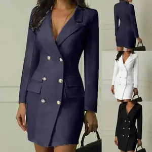 Fashion double-breasted trench coat solid color thin jacket suit dress women