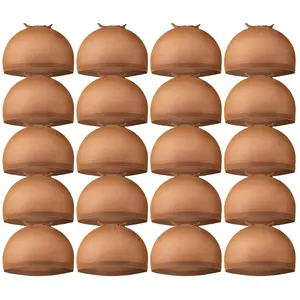 Wig Caps, 20 Pack Stretchy Nylon Skin Tone Wig Application Caps for Women and Men - Brown