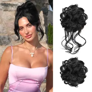 ''Buy 1 get 2'' TOPHR HAIR Synthetic Messy Bun Hairpiece Set for Women - 2PCS Synthetic Hair Pieces with Tousled Updo Hair Buns & Wavy Curly Texture Scrunchies Chignon Ponytail - Easy to Wear & Versatile for Daily Use