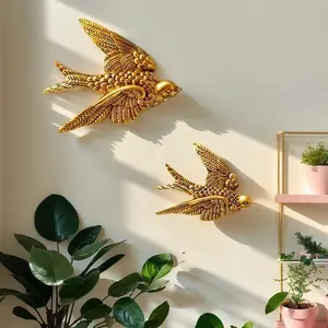 2-piece set of resin ingestible wall-mounted decorative items, wall-mounted decorative items, vintage style flying swallow home decor, suitable for living rooms, dining rooms, social gatherings, and wedding celebrations, Wall Art Hanging